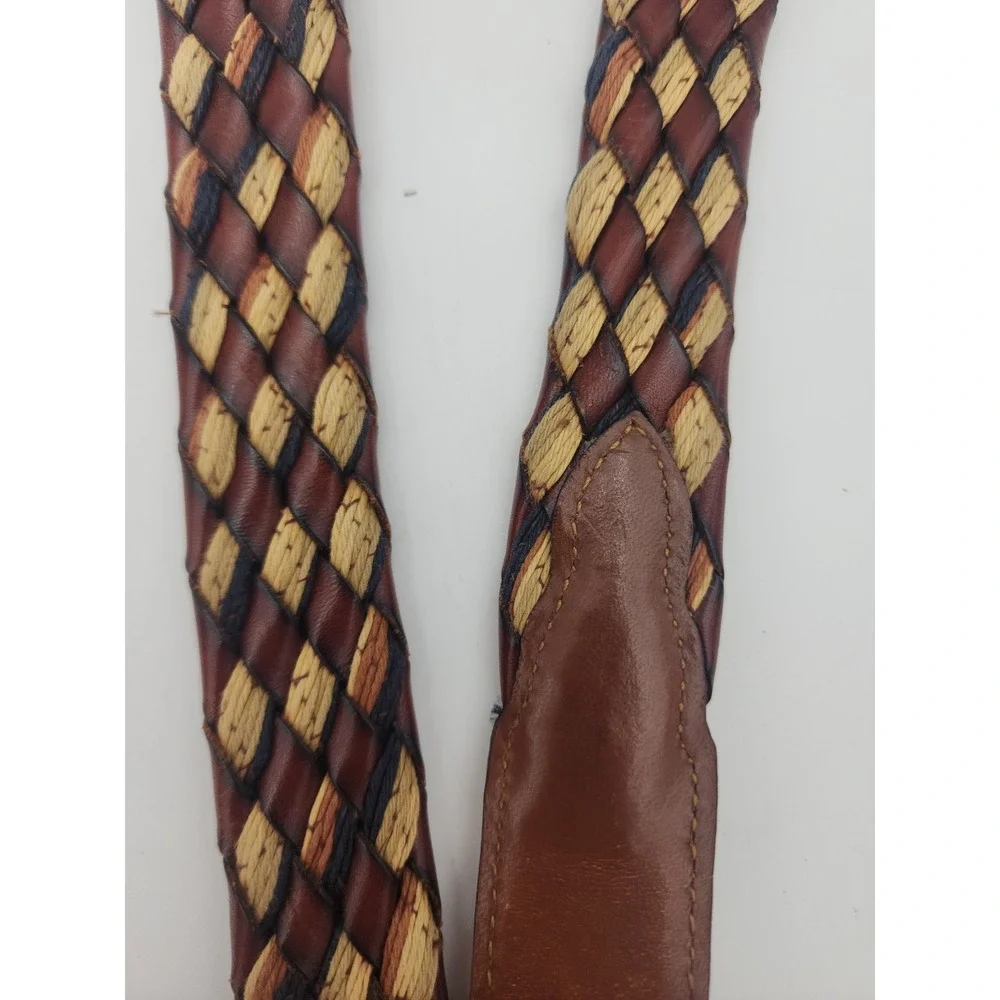 Vintage Cole Haan Woven Fabric & Braided Leather Belt 40/100 Mens 43